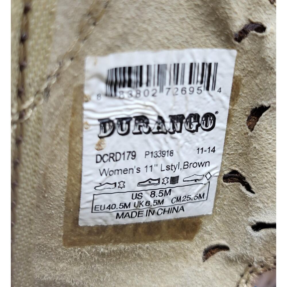 Durango Y2K Vintage Western Heart Cowboy Boots Brown Leather 8.5M Festival - Picture 2 of 7